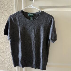 Women’s Lauren by Ralph Lauren Gray Short Sleeve 100% Cashmere Sweater
